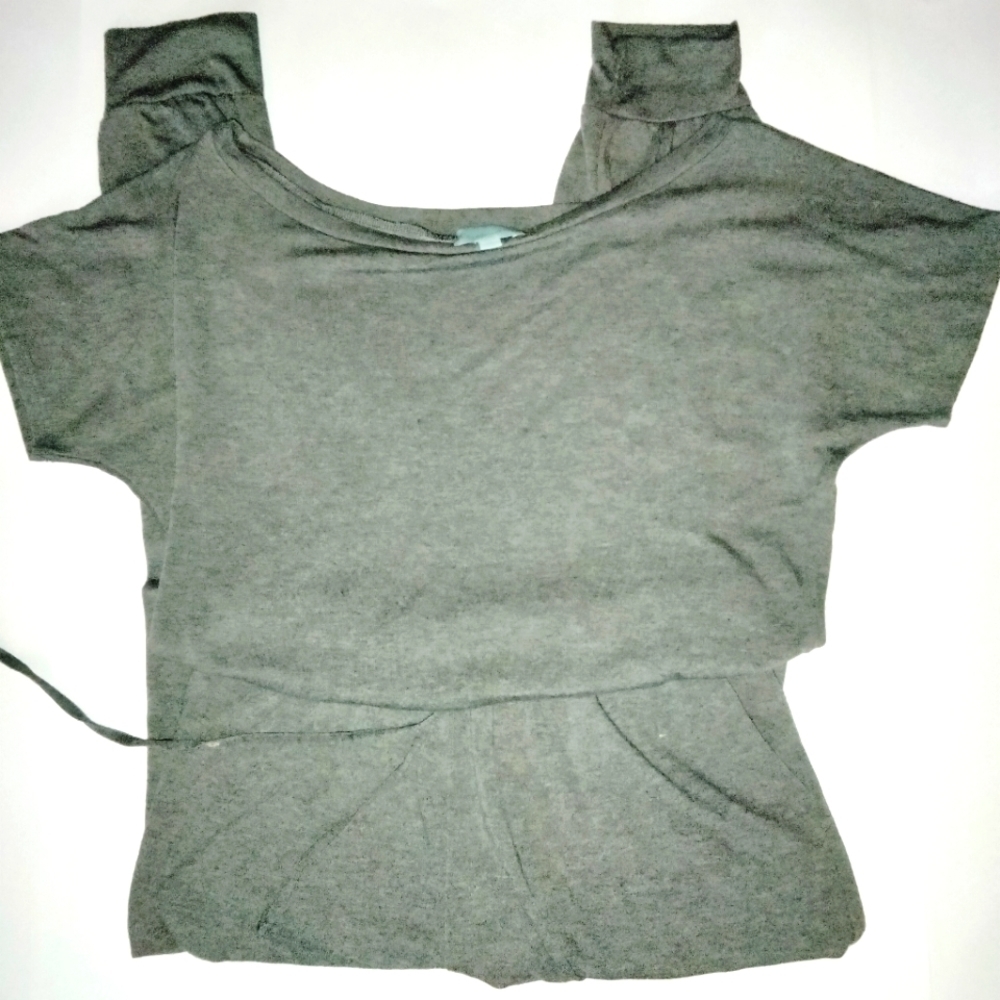 Veronica M. (Size M) Gray Drawstring Jogger Jumpsuit